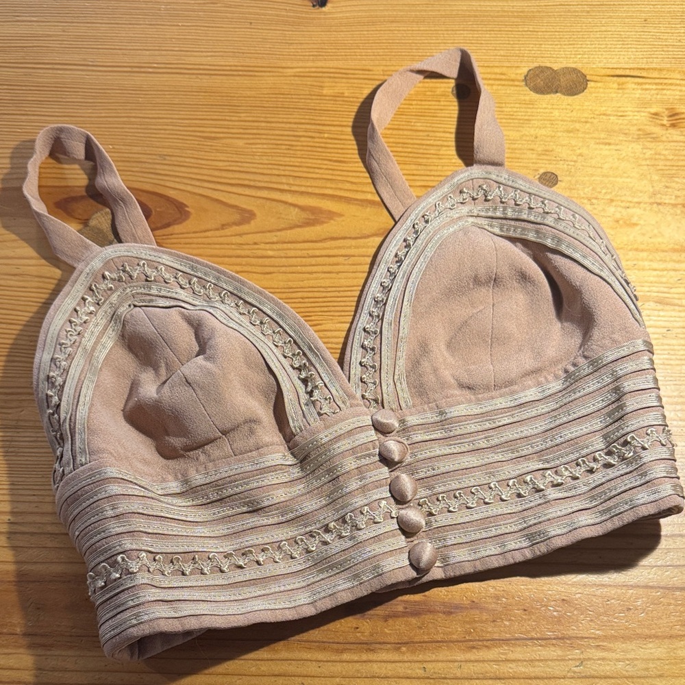 Chic Beige Bralette with Button Detail